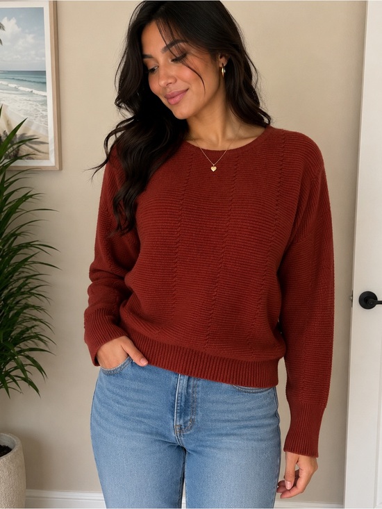T Tahari Sweaters - T Tahari Rust Textured Knit Sweater XL